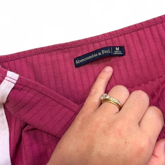 Abercrombie & Fitch Striped Tube‎ Top Strapless Sporty Womens M Preppy Y2K Style - Picture 3 of 4